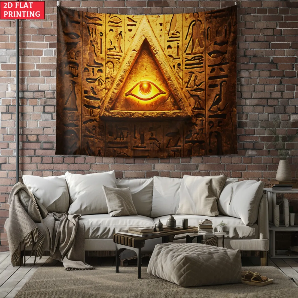 Tapiz piramidal de ojo que todo lo ve sin marco, símbolo masónico, arte de pared, jeroglíficos egipcios, decoración para sala de estar