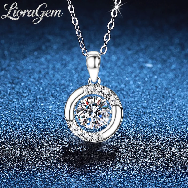 LioraGem Platinum PT950 1-Carat Women's Moissanite Pendant, Heart of Grace Pendant with Diamond-Studded Collar Chain