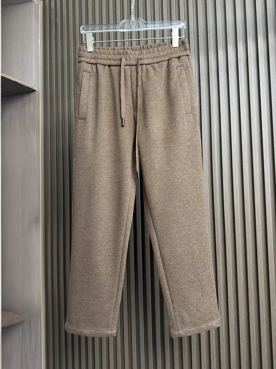 

Итальянские винтажные элитные мужские шерстяные повседневные брюки с эластичной резинкой на талии, осенне-зимние теплые прямые брюки для бизнеса