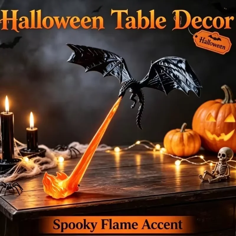 Dragon Flame Decor 3D Dragon Flame Bookshelf Nook Light Flying Fire Dragon Statue Unique Halloween Gift for Dragon Lovers