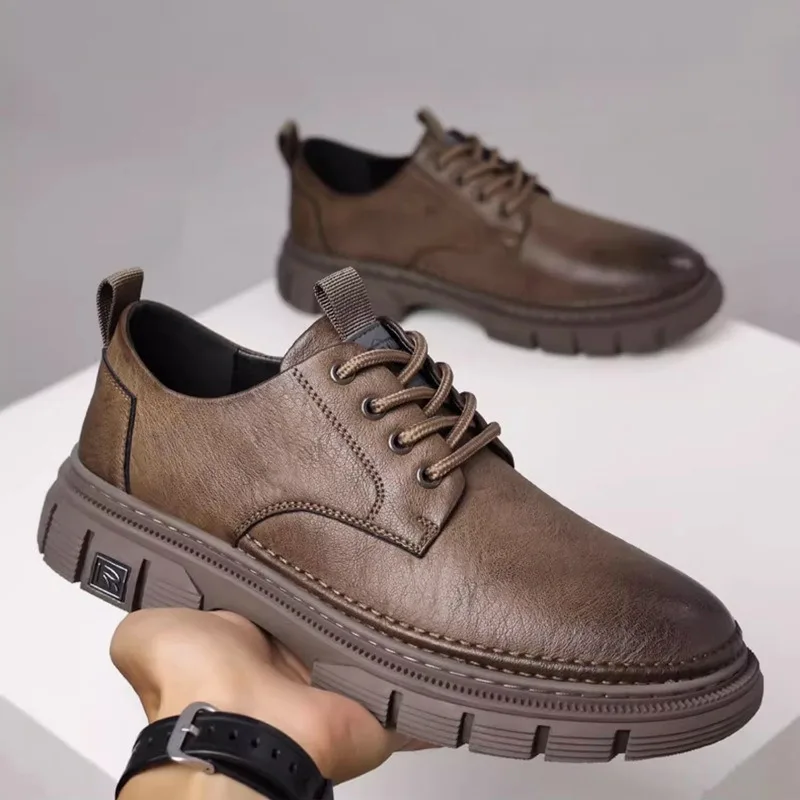 Spring Autumn Platform Shoes for Man Designer Soft-soled Casual Men\'s Driving Shoes Fashion Solid Color Business Men Dress Shoes