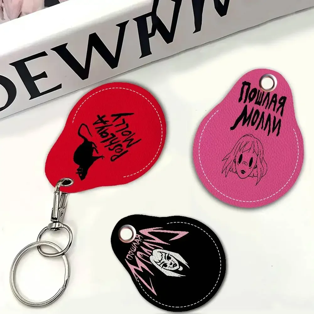 P-Poshlaya M-Molly Band PU Leather Card Holder Keychain Key Ring Door Access Tags Case Keychain Access Card Bag Key Tag Ring