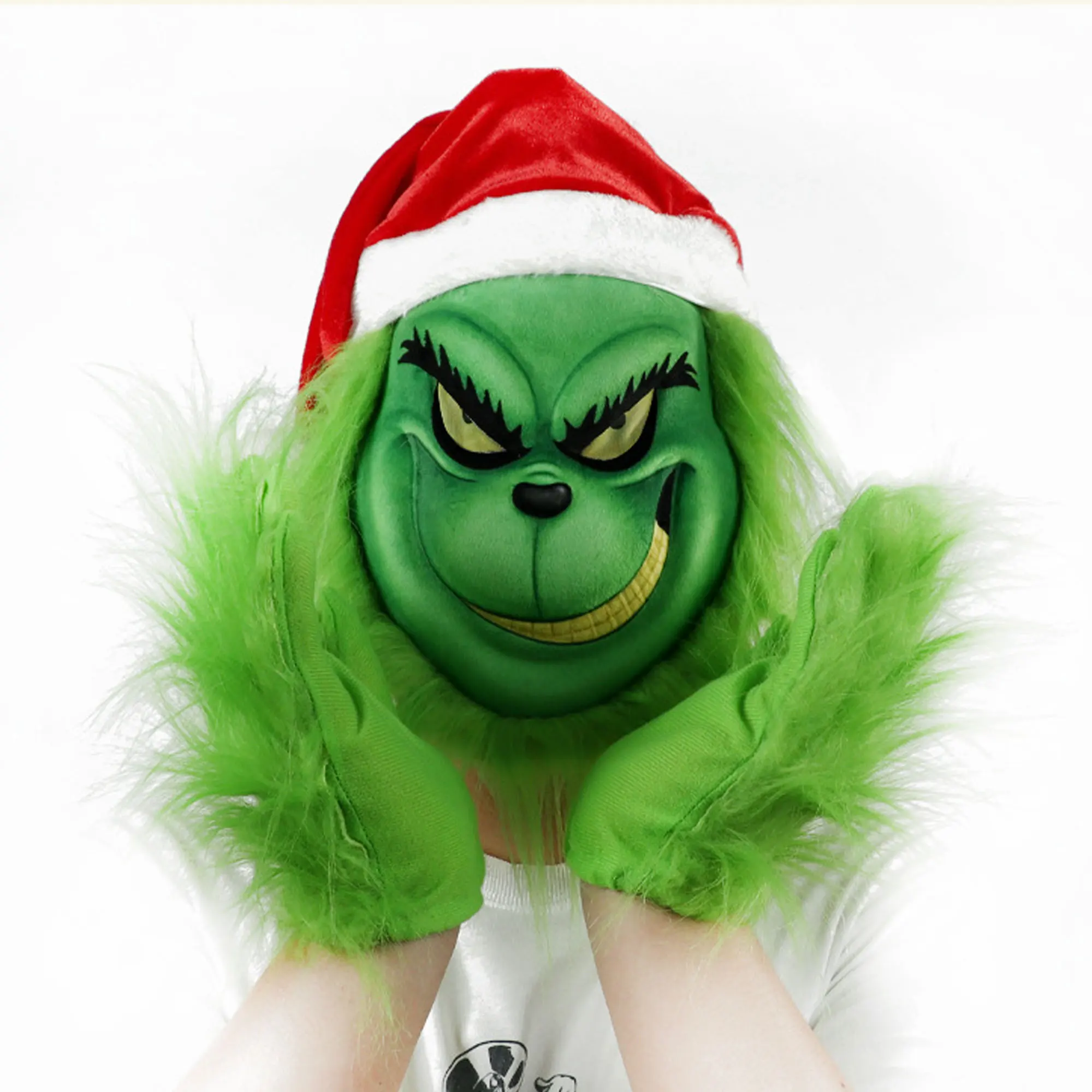 

EVA Grinches Mask Christmas Green Monster Mask Cartoon Costume Christmas Internet Celebrity Green Long Hair Gringches Mask Hat