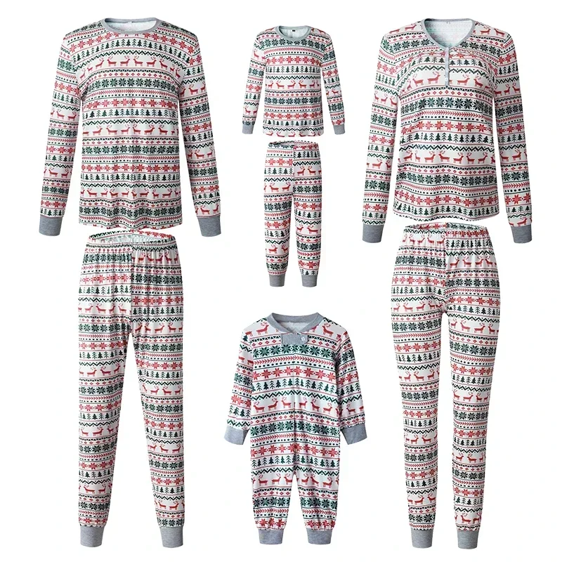 Christmas Xmas Family Pajamas Set  Casual Adult Kids Baby Family Look Matching Sleepwear Mother Daughter and Father Son Outfits