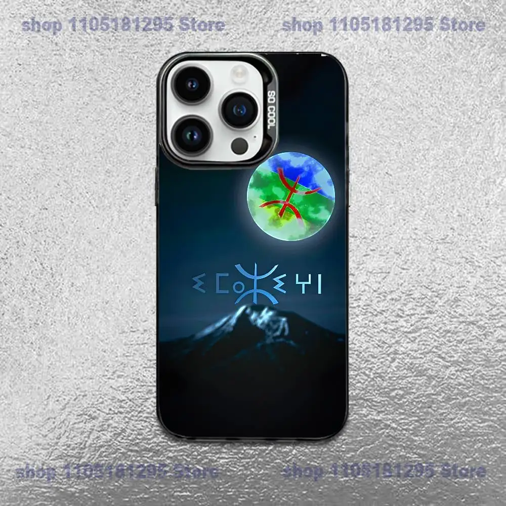 Amazigh Berber Vlag Telefoonhoesje Voor iPhone 17,16,15,14,13,12,11,X,Mini,Pro,E,MAX Zwart Snoep Matte Schokbestendige Cover