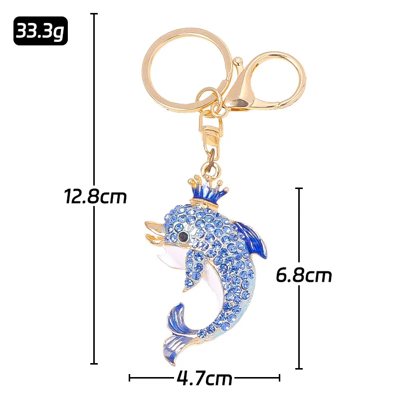 Wholesale 50pcs Dolphin Lobster Keychain Sparkling Crystal Sea Animal Key Ring Fashion Car Bag Pendant Charm for Women Men Gift