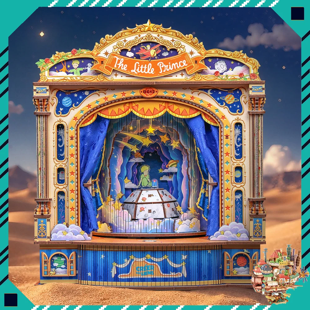 New The Little Prince Journey Music Box Book Nook Wooden Puzzle Building Blocks Diorama Model Kit 3D Wooden Carvings Gift Toys