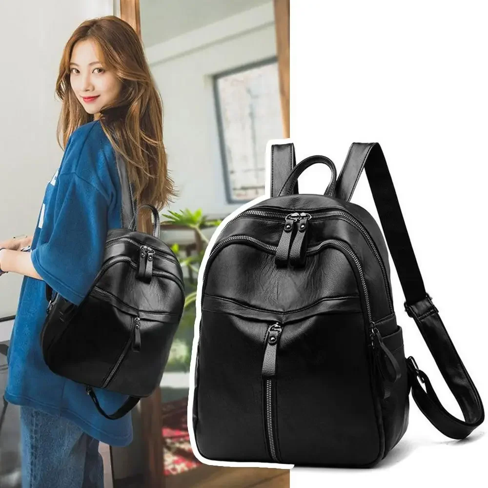 

Модный женский рюкзак из искусственной кожи, черные школьные рюкзаки большой емкости, водонепроницаемая дорожная сумка, подарок