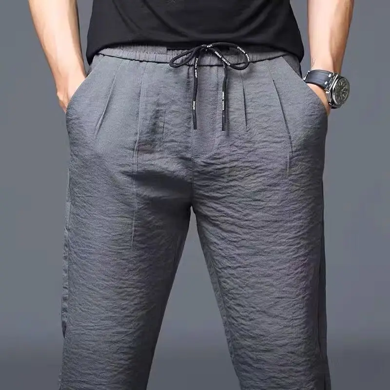 Summer Long Pants Men's Casual Pants Large Size Summer Ultra Thin Loose Tight Dad Straight Sports Work