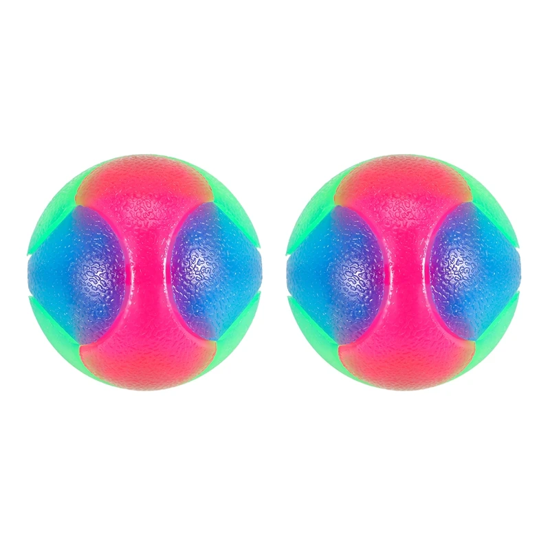 Light Up Dog Balls Flashing Elastic Ball Glow In The Dark Interactive Pet Toys For Puppy, Cats, Dogs 2 Inch (2X Balls)