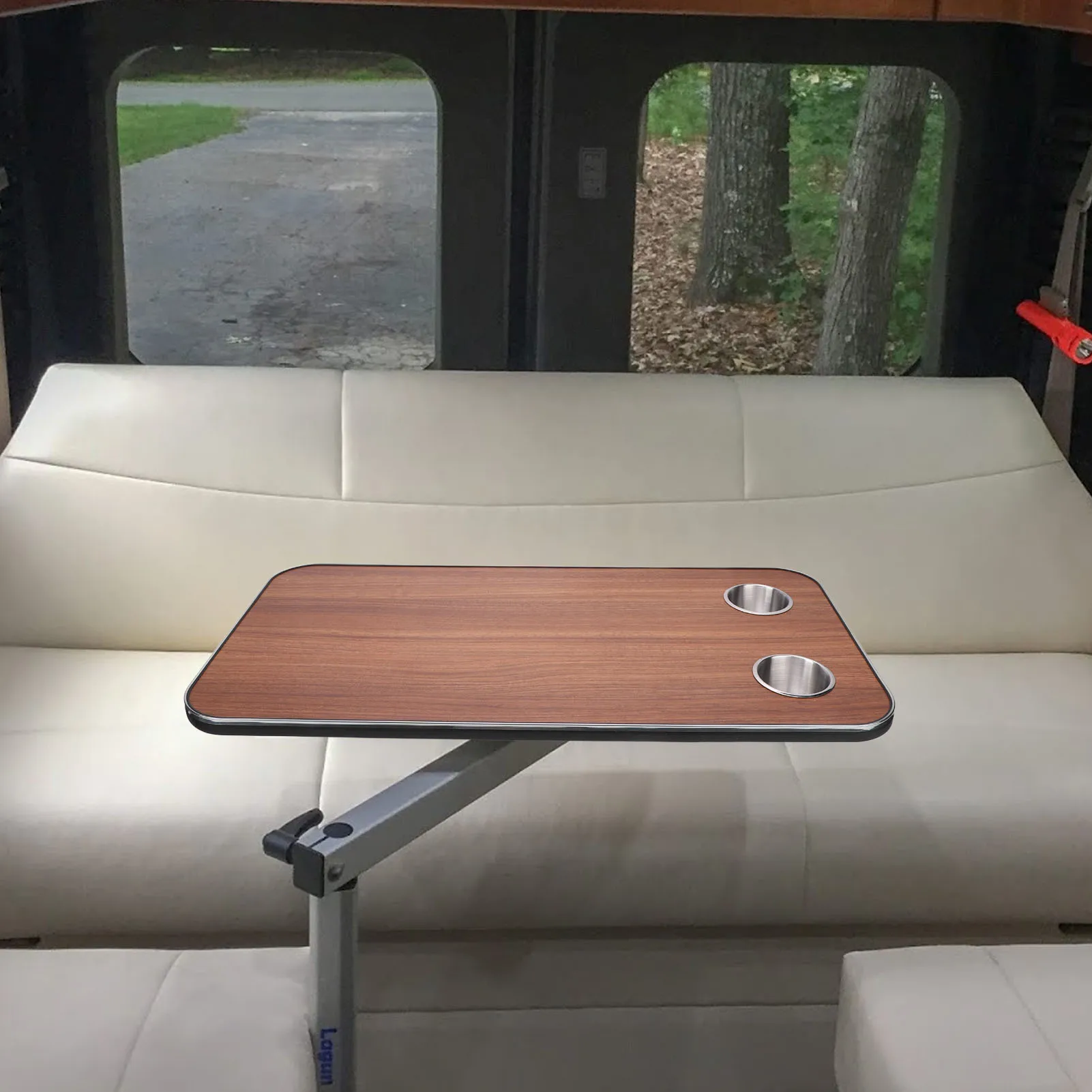 

RV Boat Table Top Solid Wood RV Desktop with 2 Stainless Steel Cup Holders for Motorhome Trailer Yacht Boat Deck 800 X 400mm
