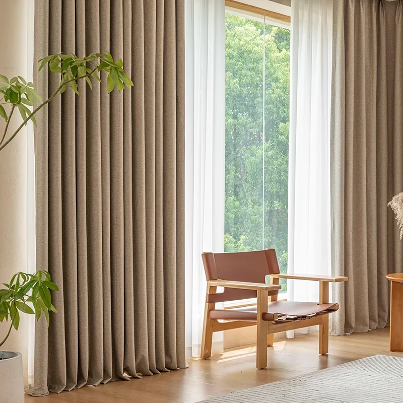 Imagem -05 - Sound Proof Linen Curtain Estilo Japão Monocromático Custom Curtain Cloth Sala de Estar e Quarto