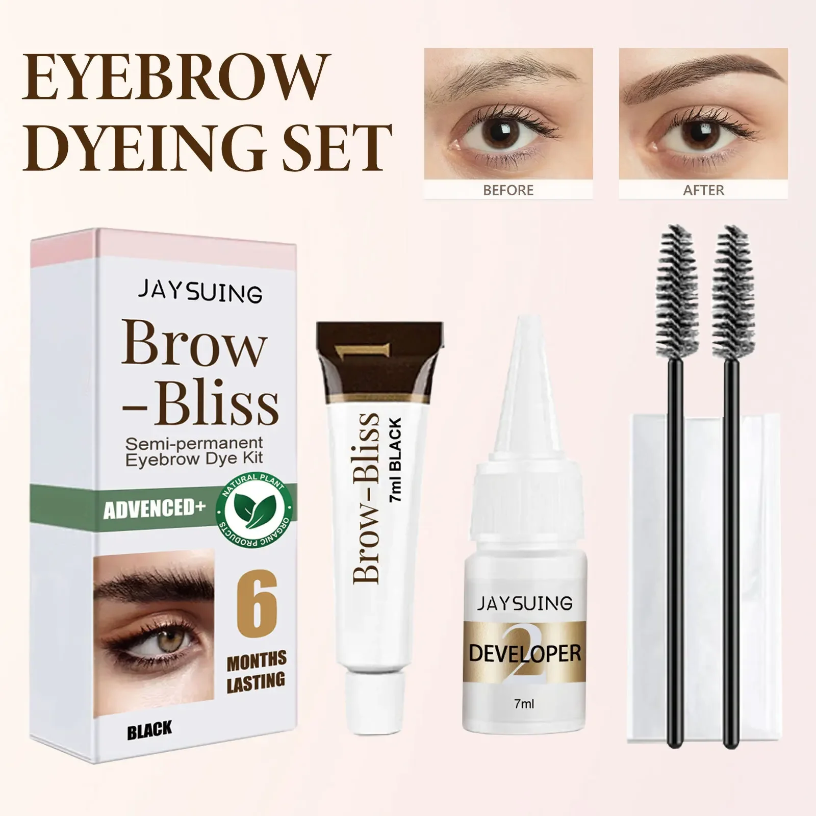 

Sdotter New Eyelash Eyebrow Dye Tint Kit 2 in 1 Waterproof Dyeing Natural Brow Enhance Lasting Permanent Professional Coloring B