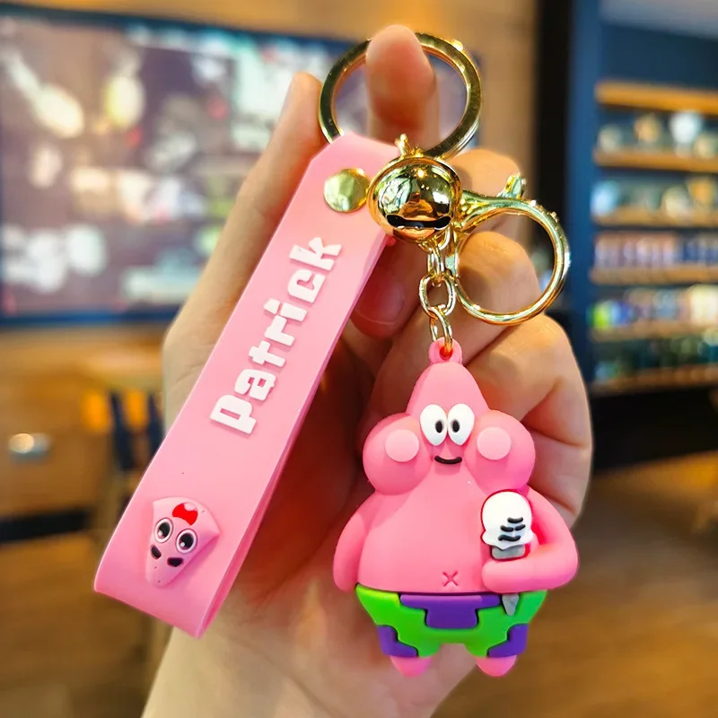 SpongeBob SquarePants Cartoon Couple Keychain Anime Figure Patrick Star Accessories Car Key Chain Backpack Pendant Birthday Gift