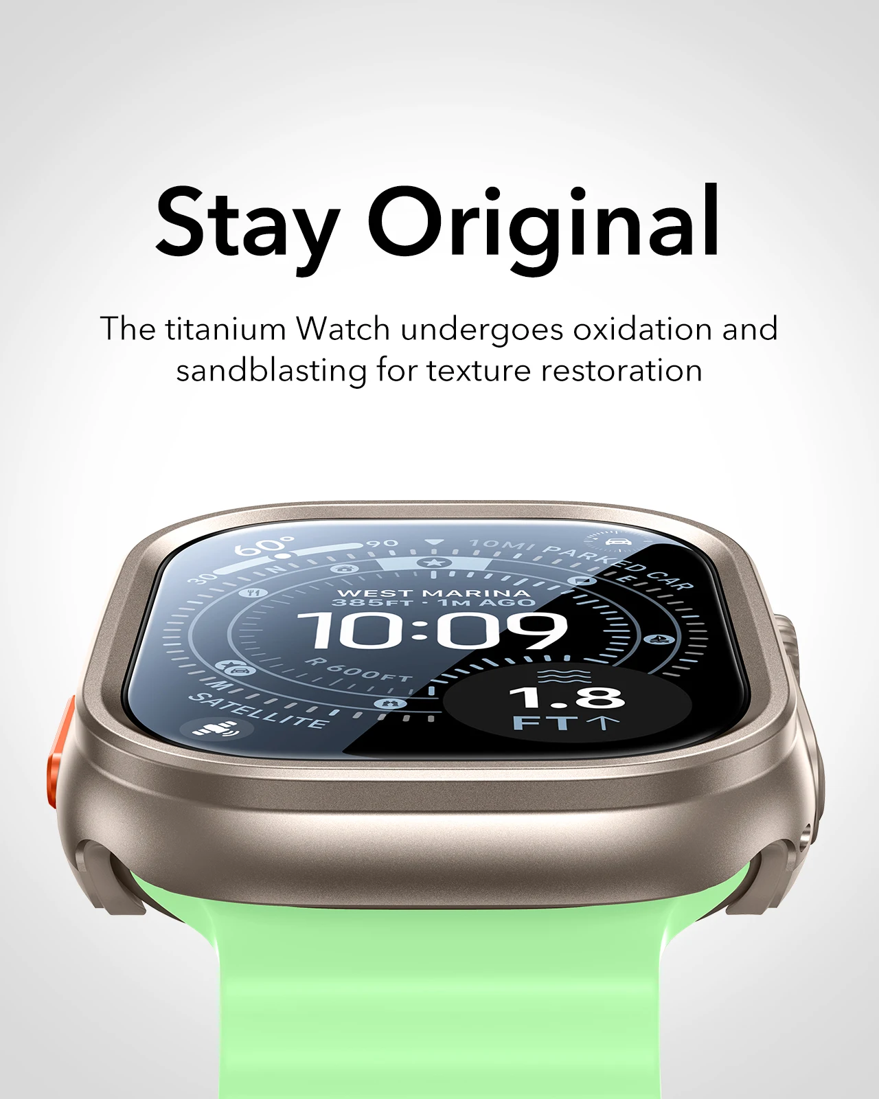 ESR Apple Watch Ultra 4/3/2/Ultra (2026/2025/2024/2023/2022) – obudowa z aluminium o średnicy 49 mm wraz z zestawem 2 sztuk ochronnych szybek Armorite. — zdjęcie produktu 5