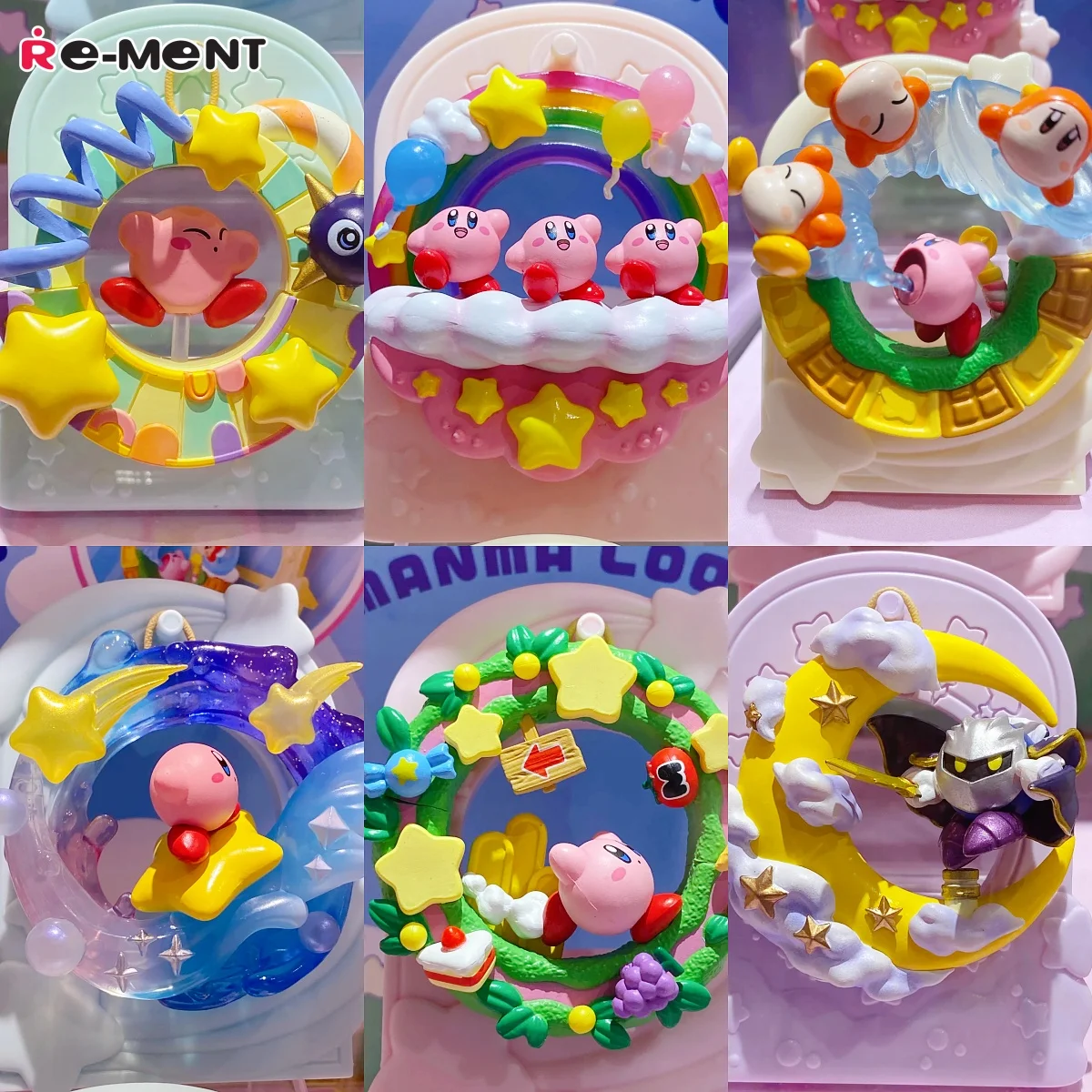 

Коллекционные фигурки Re-Ment: Аниме-персонажи Chubby Kirby, Manma Loop, See Through Round (слепая коробка), мультяшные куклы-игрушки, украшения, подарок на день рождения для девочки