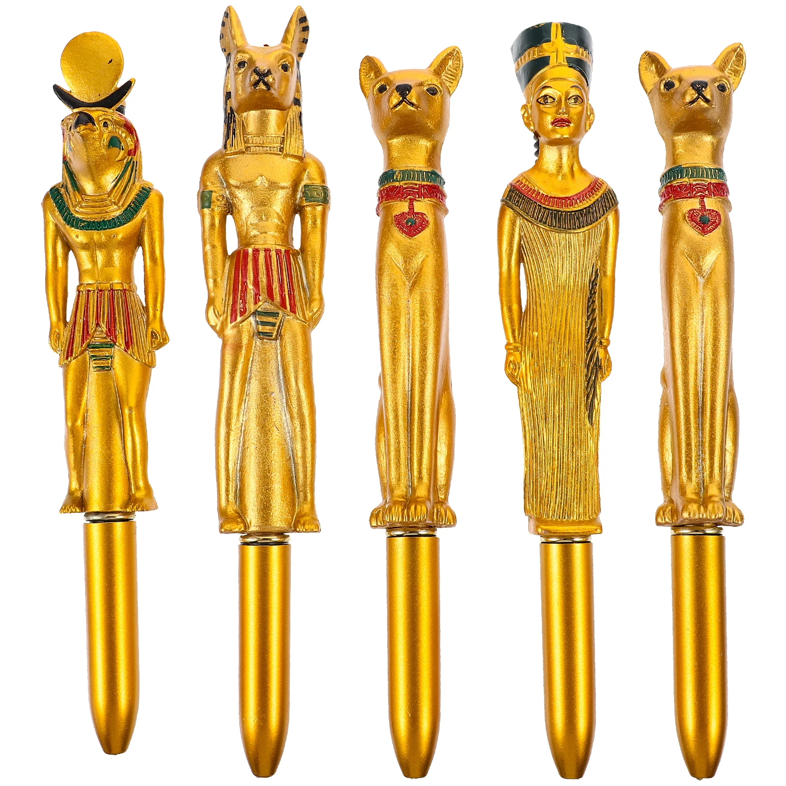 

5pcs Pharaoh Shaped Ball-Point Creative Egyptian Character Pen Plastic Writing Pen For School Office Use Gift Idea (Random