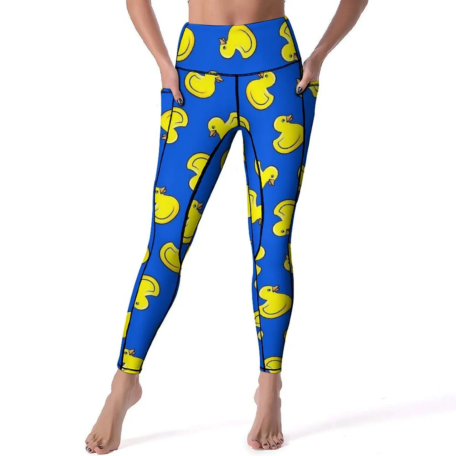 Patos de borracha leggings sexy pato banho brinquedo push up calças de yoga retro leggins de secagem rápida senhora gráfico fitness esportes collants