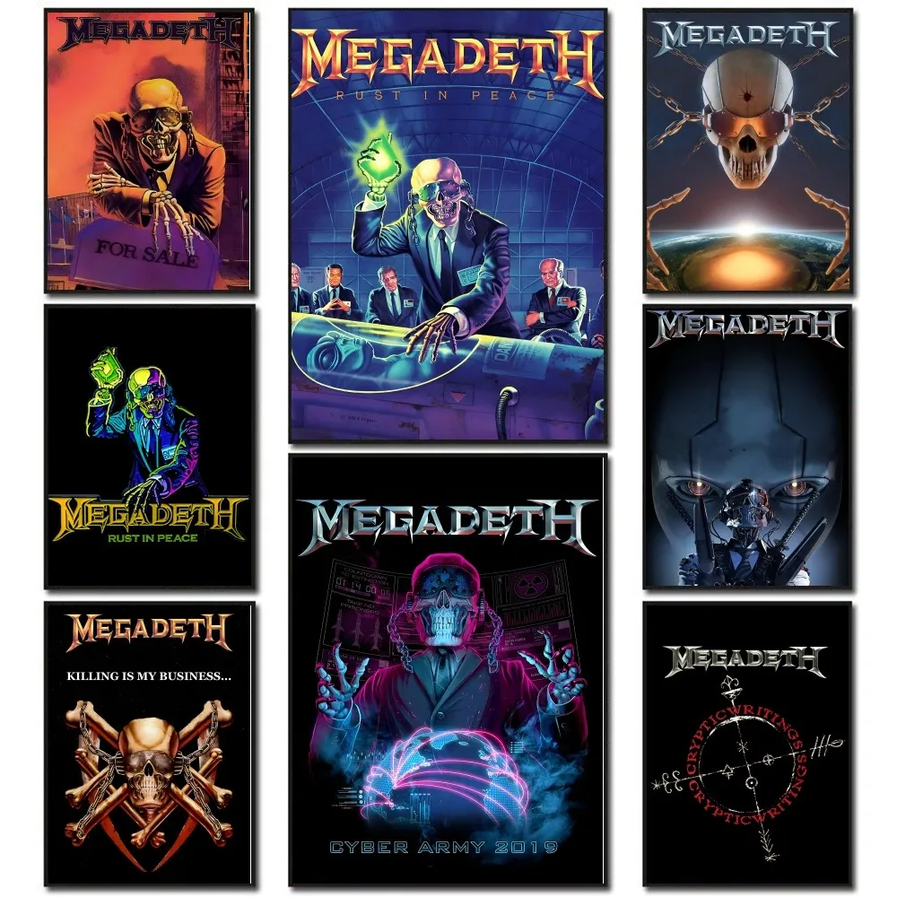Megadeth Heavy Metal Band Poster Stickers Living Room Bedroom Entrance Cafe Wall Art Decoration Painting  Decor