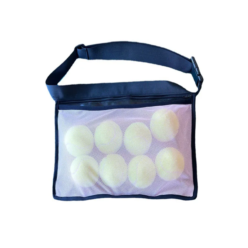 Tennis Ball Band Holder Mesh Bag Inner Zipper Pocket Adjustable Tennic Wasit Pouch for Training Match Outdoor