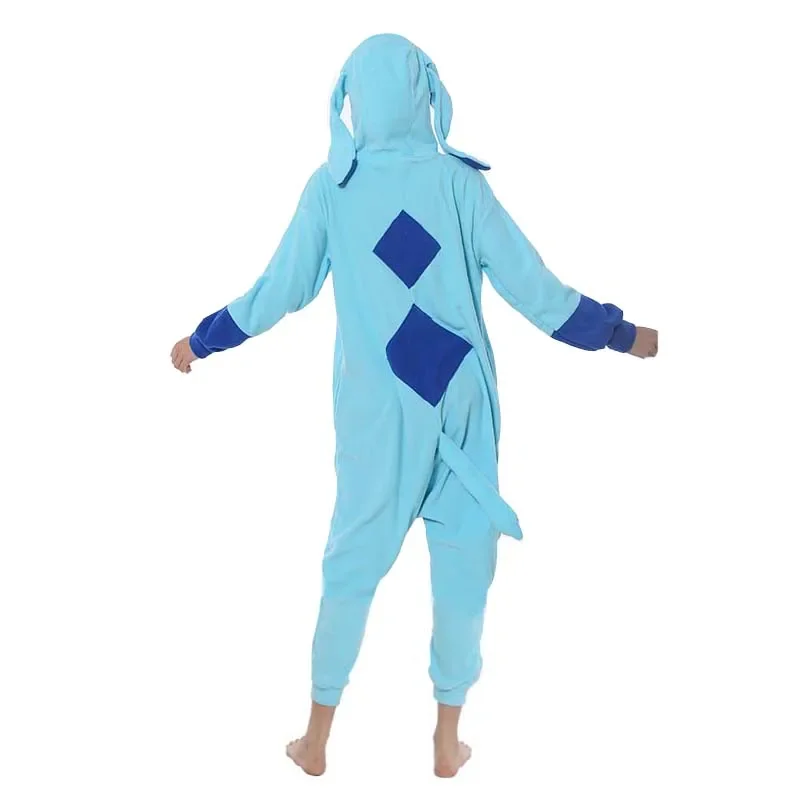 Nuovo 2025 Morbido Pigiama da donna Onesies Vaporeon Kigurumi Pigiama in pile Indumenti da notte con costume cosplay con cappuccio per Halloween Chr *o *