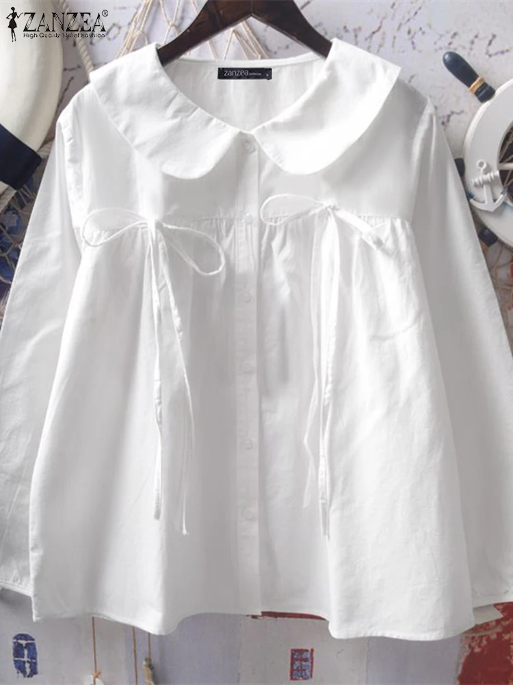 

ZANZEA Elegant Lapel Neck Long Sleeve Shirts Autumn Spring Women Blouses Stylish Buttons Work Blusas Casual Holiday Tops Mujer