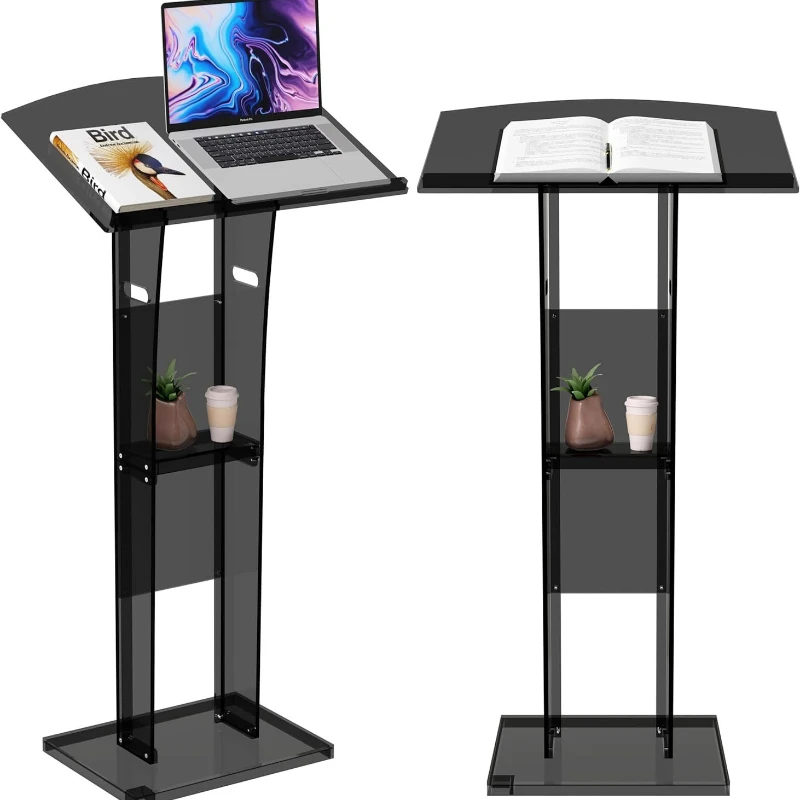 Acrylic lecture stand Display stand Conference table Movable with wheels