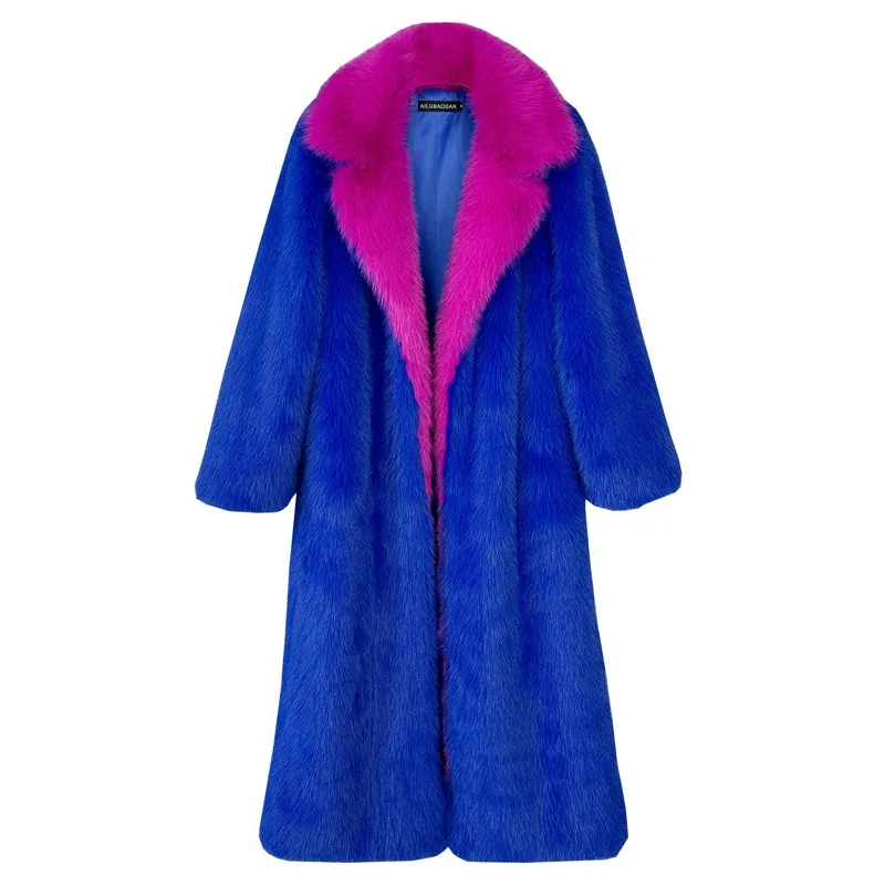 Women's Coat Faux Fur Long Length Suit Collar Extra Long Length Winter Women's Overcoat Coat Fashionable Warm Comfortable Coat