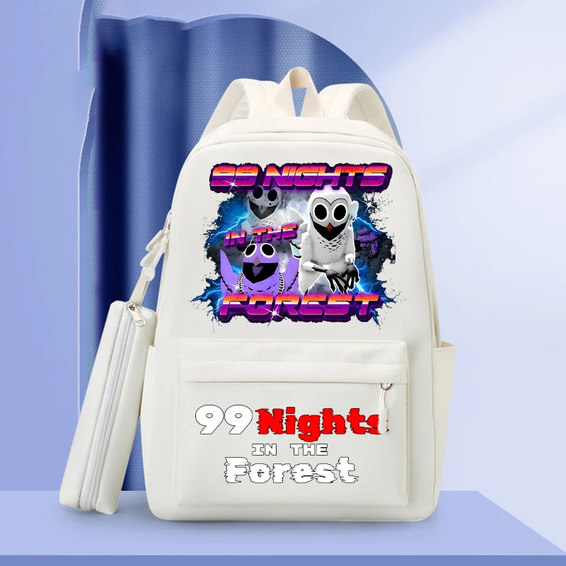 حقيبة مدرسية 99 ليلاً في الغابة، سعة كبيرة، محمولة للطلاب، حقيبة ظهر مقاومة للماء، أنماط الرسوم المتحركة، هدية عيد ميلاد #5
