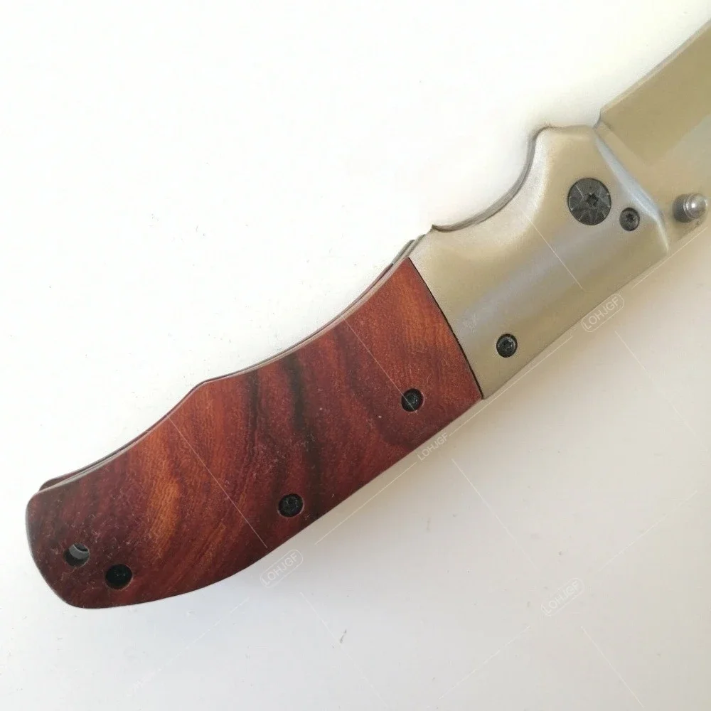 Outdoor Hiking Portable DA51 Stainless Steel Folding Knife with Clip Wood Handle Camping Fishing Tools Kitchen Fruit Paring Tool