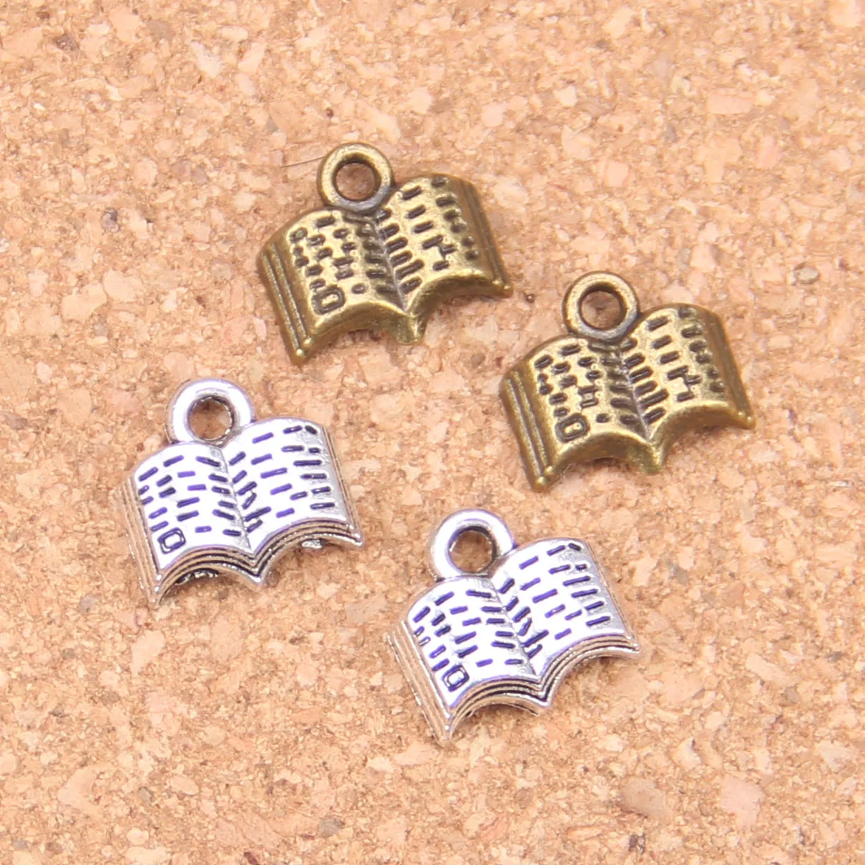 136pcs Charms Open Holy Bible Book 11mm Antique Pendants,Vintage Tibetan Silver Jewelry,DIY For Bracelet Necklace