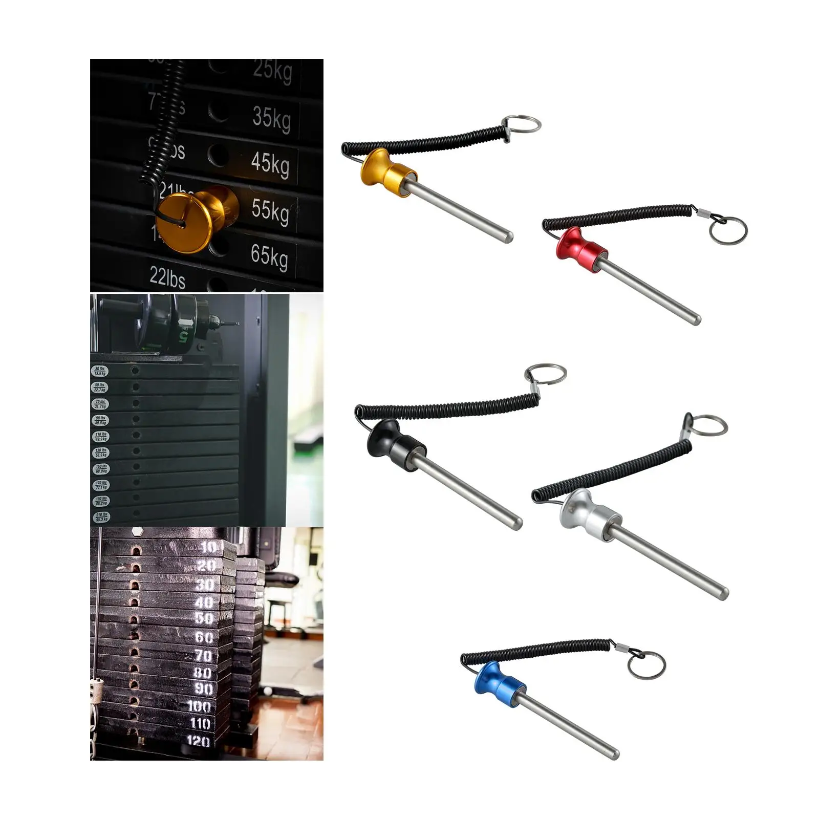 Fitness Gym Weight Stack Pin Replacement with Pull Rope Lanyard Loading Pin for Exercise Machine Accessories