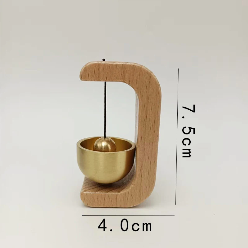 Simple Solid Wood Brass Bell Dopamine Wind Chimes Magnetic Traceless Glue Free Installation Doorbell Creative Decoration