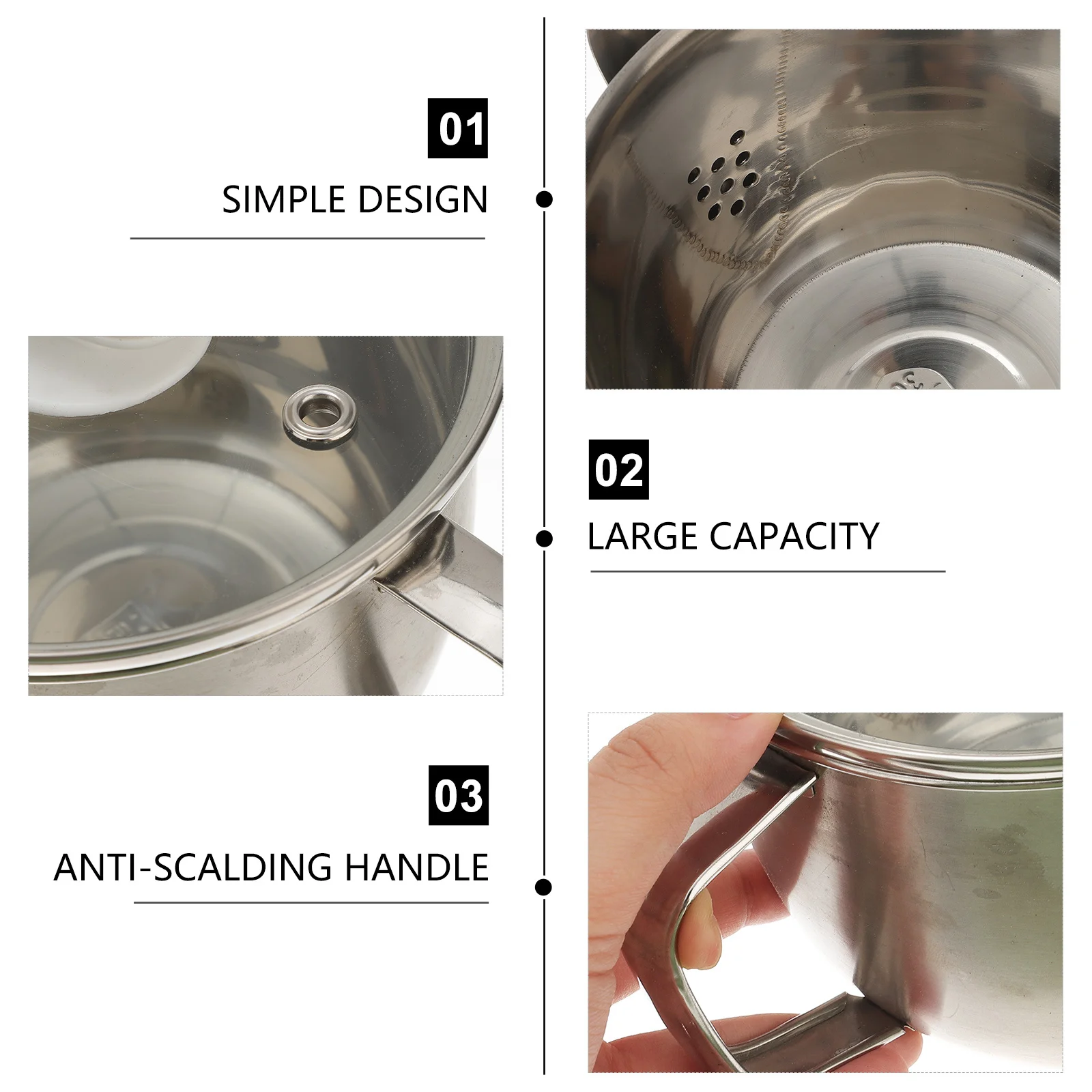 

Grease Separating Container Stainless Oil Filter Pot Unique Arc Shaped Spout Anti-Scald Handle Design for Safe Use