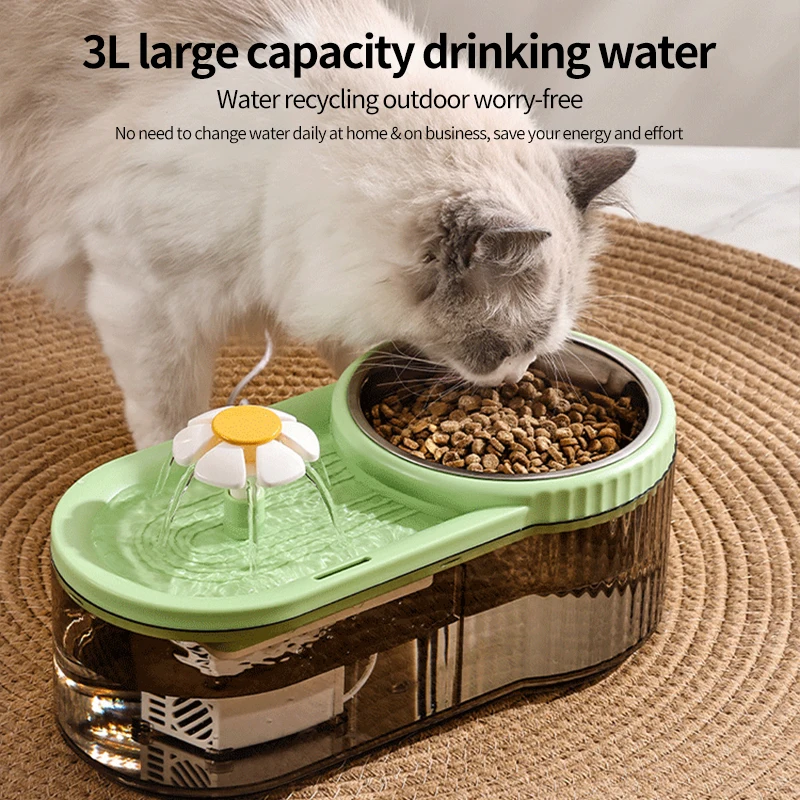 Creative Small Flower Surge Automatic Filter Drinking Water Feeder Cat Food Dog Food Bowl Cat Dog Drinking Basin