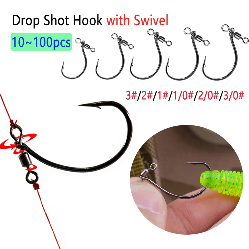10 ~ 100 Stück Drop Shot Rig mit Snap Swivel Quick-Rigging Köderhaken 1 # /2 # /3 # /1/0 # /2/0 #   Haken aus Kohlenstoffstahl für Barschstange auf Karpfen