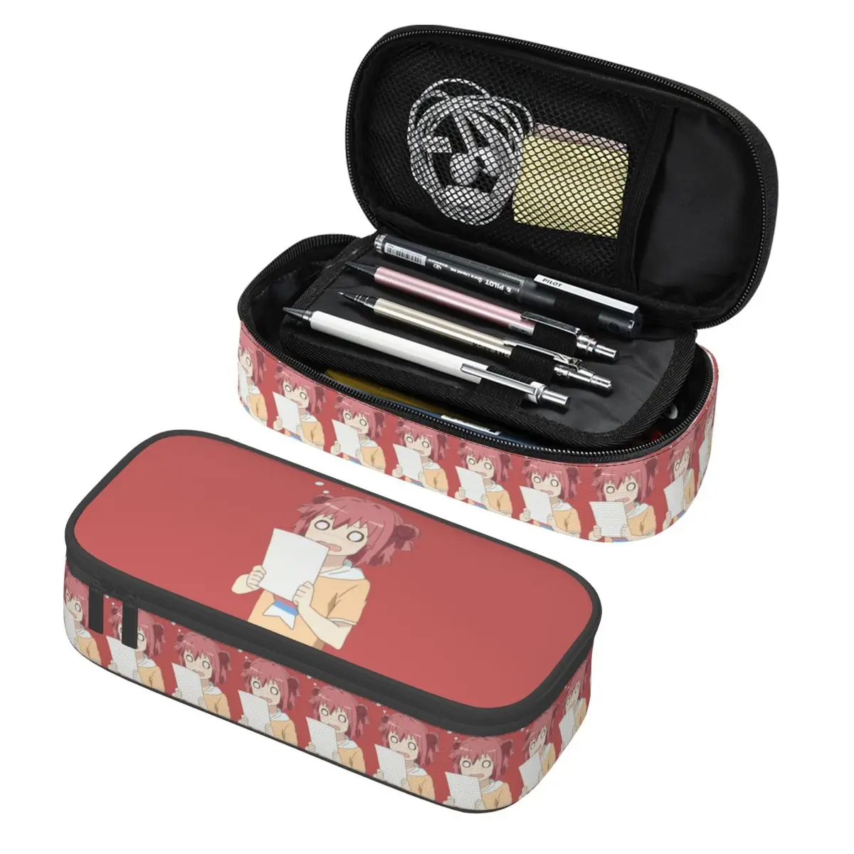 Estuche para lápices de Akari del anime Yuru Yuri, estuche para lápices, suministros de papelería, caja de almacenamiento grande para lápices, bolsa para lápices para niños