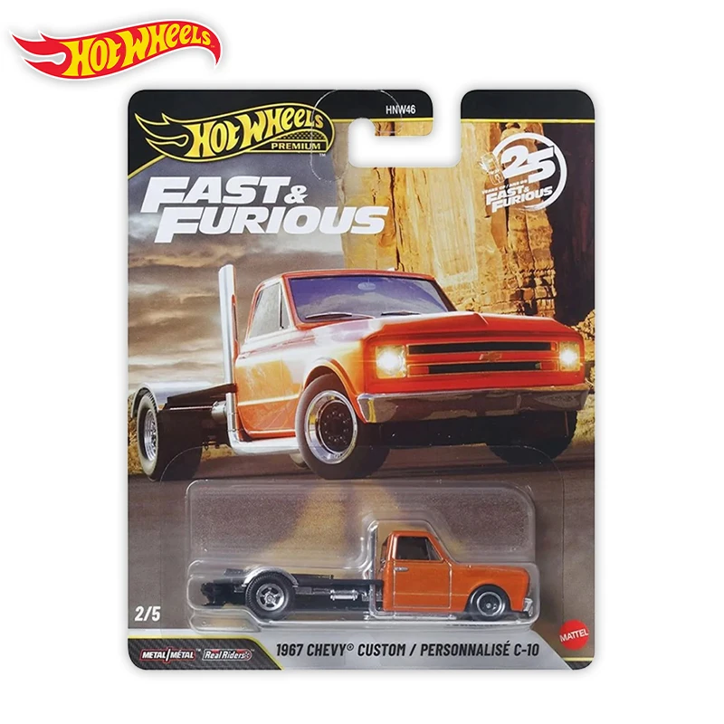 

Металлическая литая модель автомобиля Hot Wheels Fast & Furious 1967 Chevy Custom C-10 в масштабе 1/64, HNW46