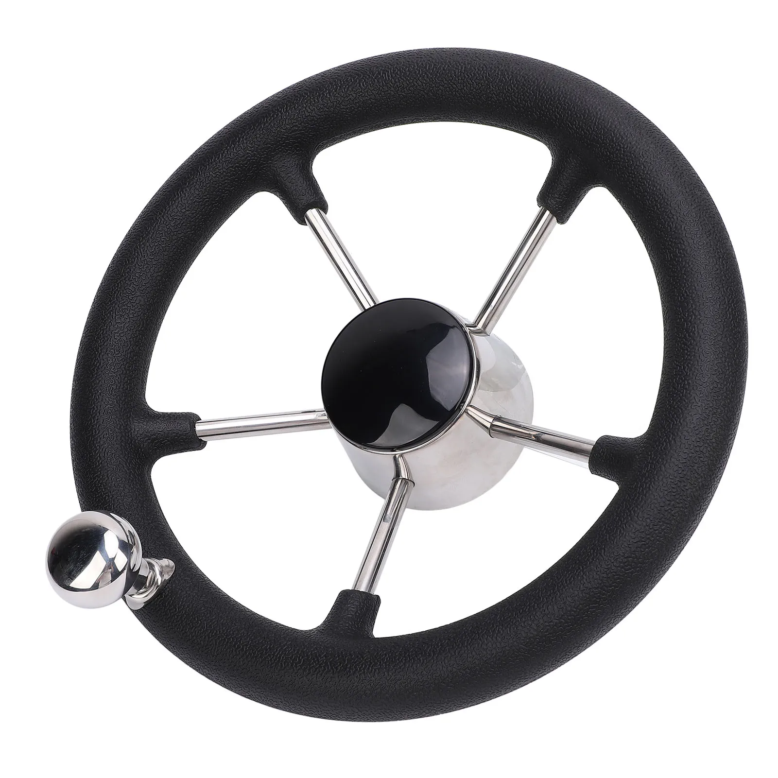 5 Spoke Yacht Steering Wheel 304 Stainless Steel 11in Boat Steering Wheel Foam Grip Smooth Control for 3/4 inch Tapered Shaft