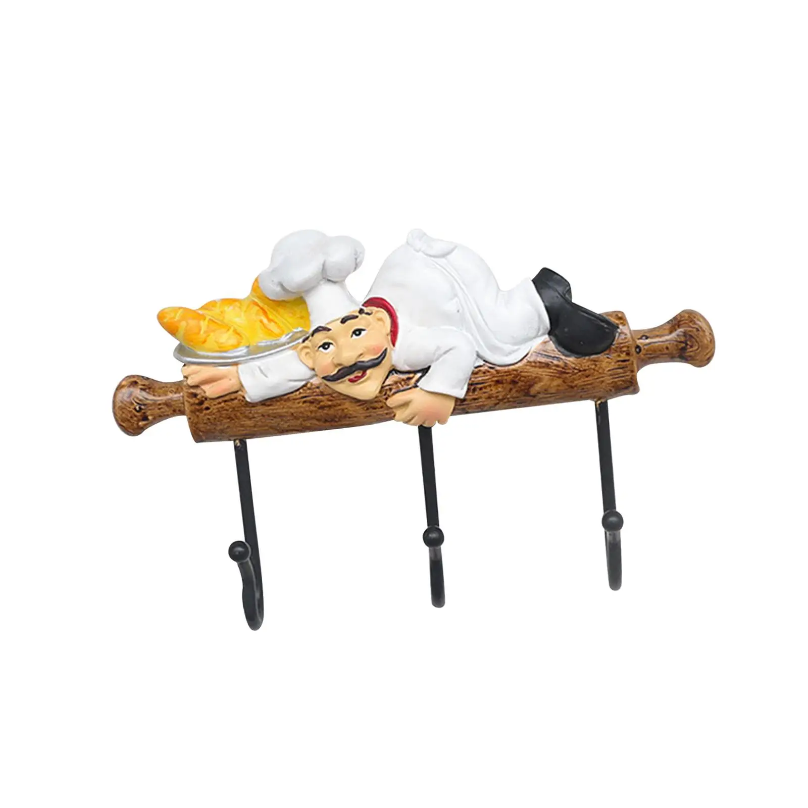 Chef Figurine Wall Hooks Metal Wall Mounted Coat Rack Decorative Wall Hook for