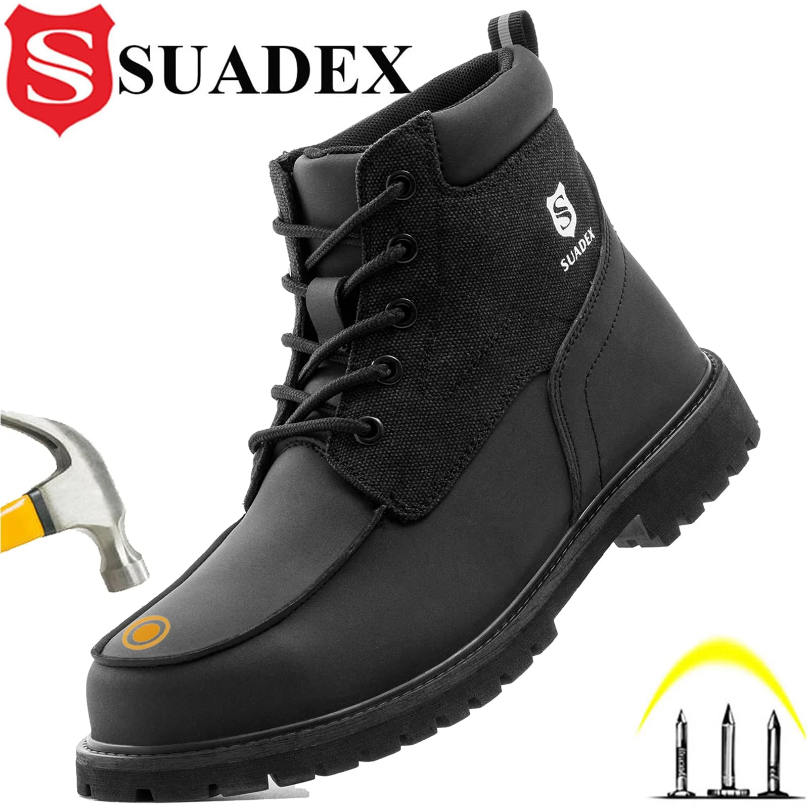 SUADEX Steel Toe Boots for Men Women Waterproof Indestructible Work Safety Boot Outdoor Protection Construction Shoes