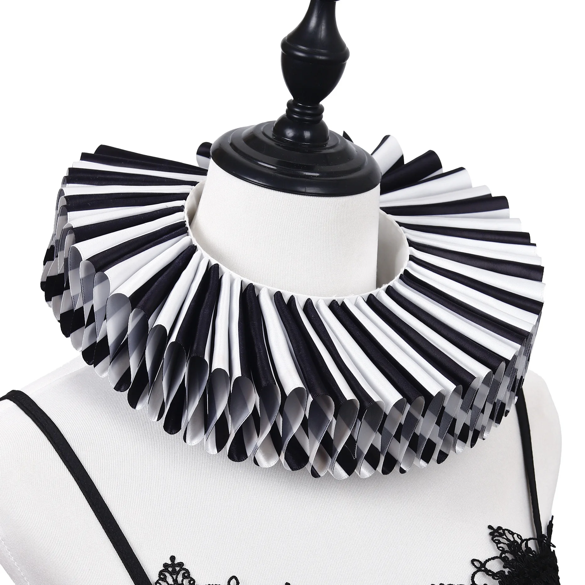 Vintage Striped False Collar Detachable Neck Wear Unisex Party Photo Prop Retro Style Dress Up Accessory for Men and view 6