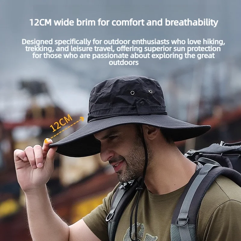 Summer Mountaineering Fishing Hat Men's UV Resistant Fisherman Hat Large Eave Outdoor Work Sun Protection Hat Sun Visor Hat