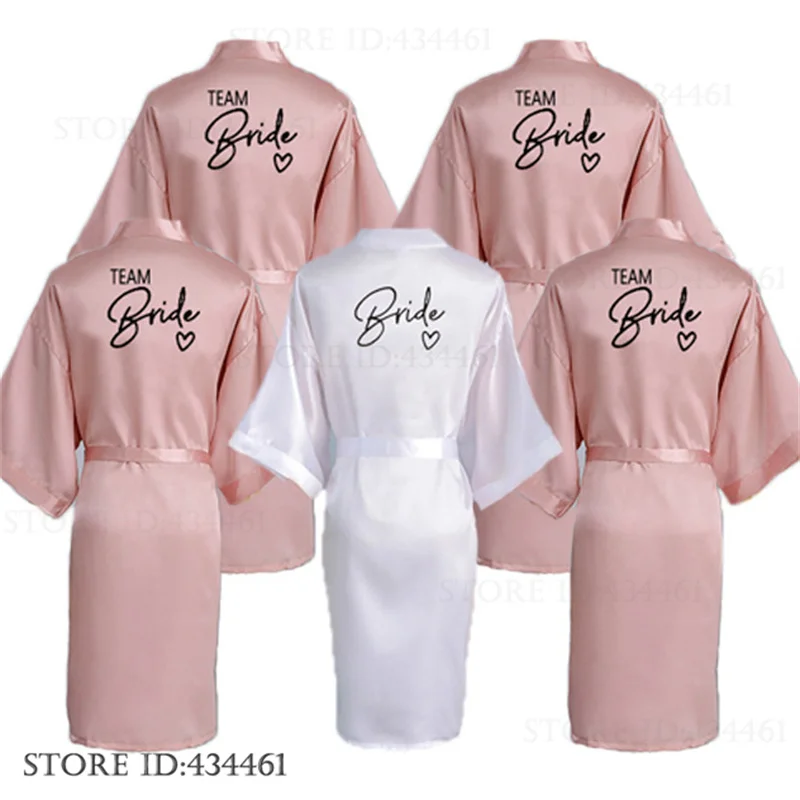 

Embroidery Bride Bridesmaid Wedding Robe Dress Silk Satin Morning Bathrobe Kimono Gown Loungewear Loose Sleepwear Home Clothes