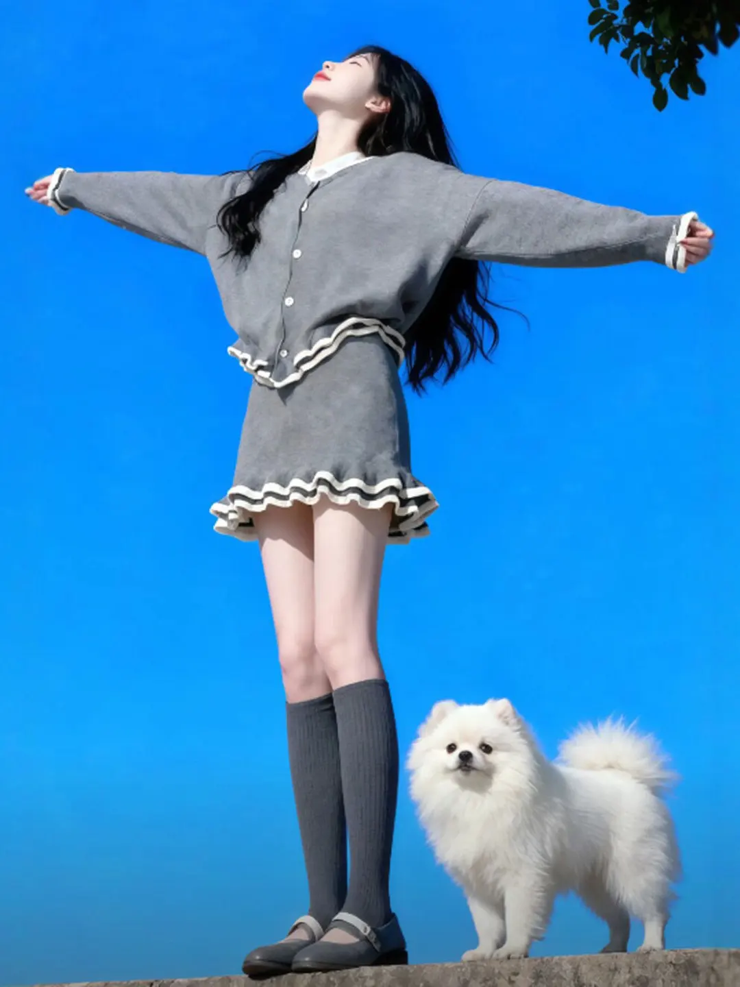 

Unique Knitted Top And Skirt Two-Piece Set for Short Women Spring Fashion Anti-Aging Comfortable Warm Cotton Blend