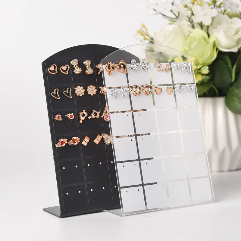 2Pcs Transparent Plastic Display Panel Bracket Women Earrings Display Rack Showcase Holder Simple Fashion Jewelry Storage Tool
