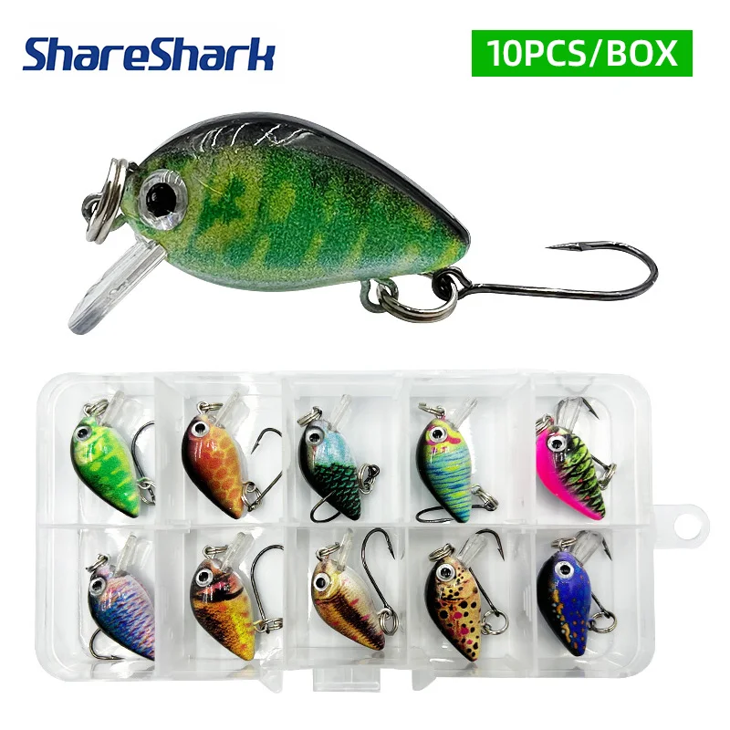 ShareShark 1,5g Micro Minnow Langzungenköder Bionischer Harter Köder Rock Fat Einzelhaken Minnow Köder Angelköder