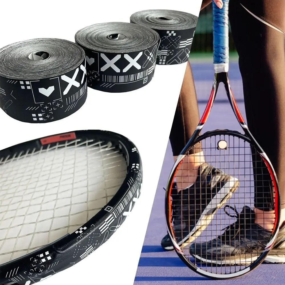 

Black White Printing Scratch Prevent Tennis Racket Protective Tape Frame Head Protection Sticker Reduce Impact And Friction