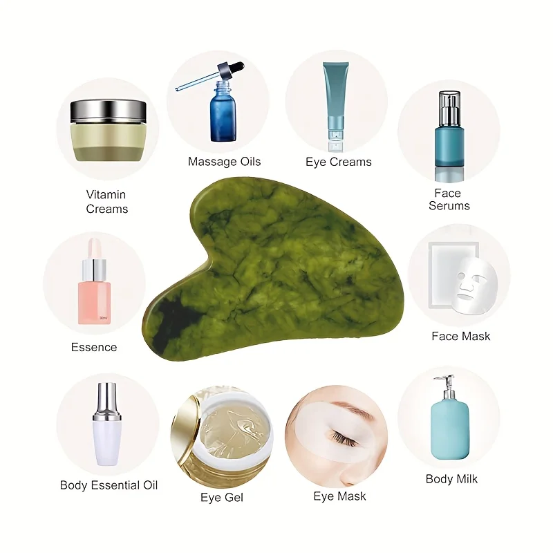 Facial Gua Sha Tool Jade Guasha Board Muscle Relaxation Skin Lifting Face Thin Scraper Face Massager Beauty Tool Self-Care Gift view 5
