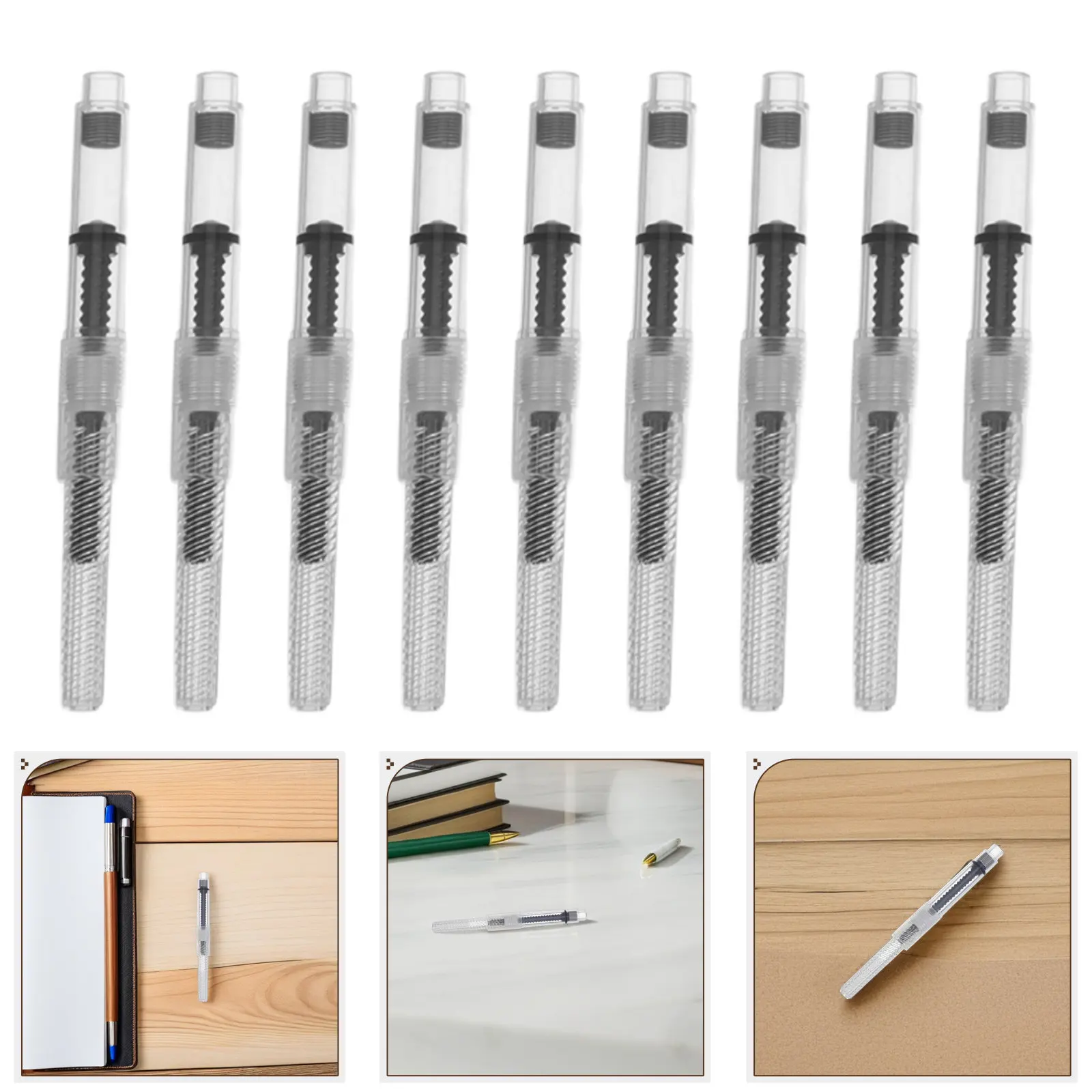 50Pcs Universal Ink Converter for Fountain Pens Transparent Screw-in Rotary Refillable Bottled Ink Absorber Smooth